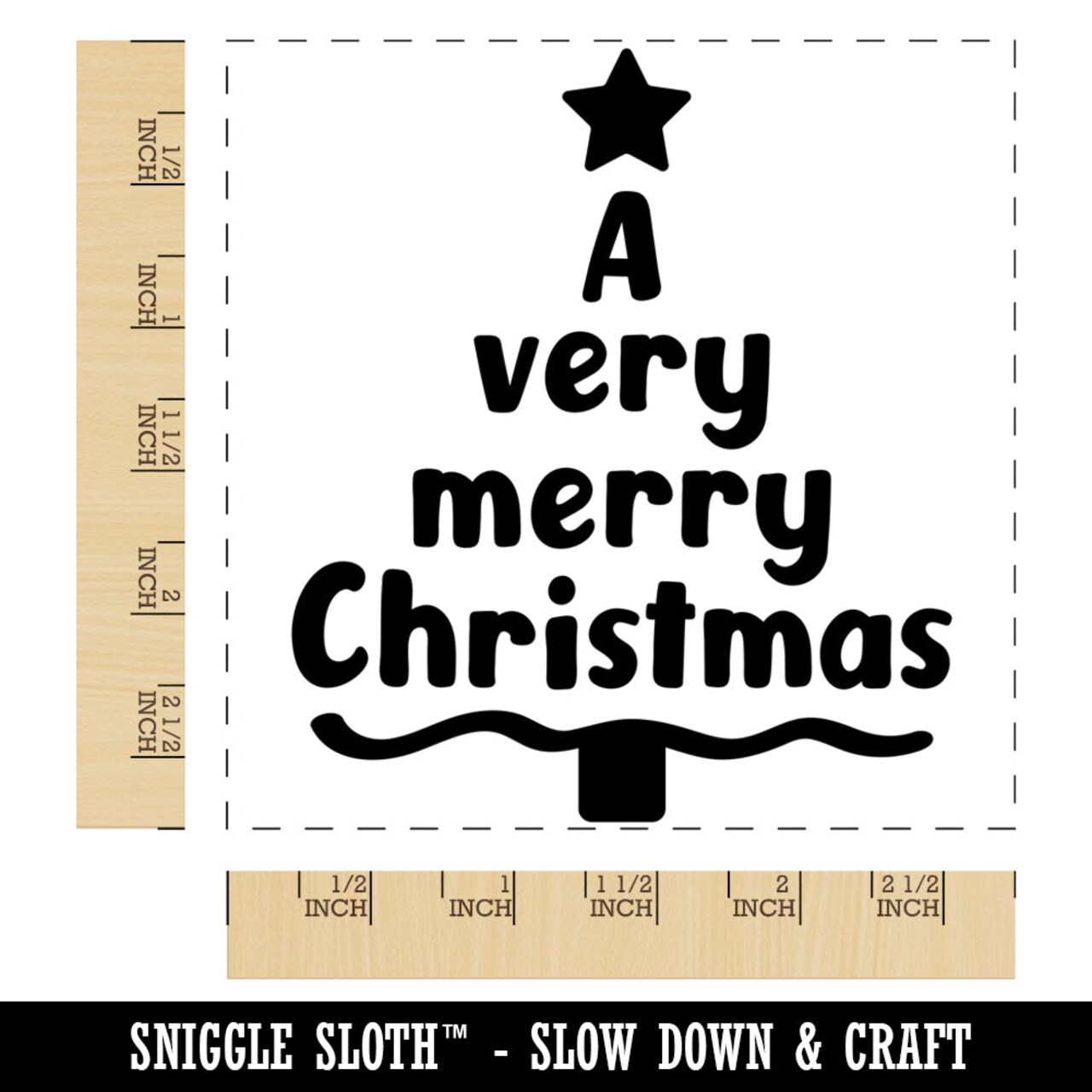 A Very Merry Christmas Tree Square Rubber Stamp for Stamping Crafting